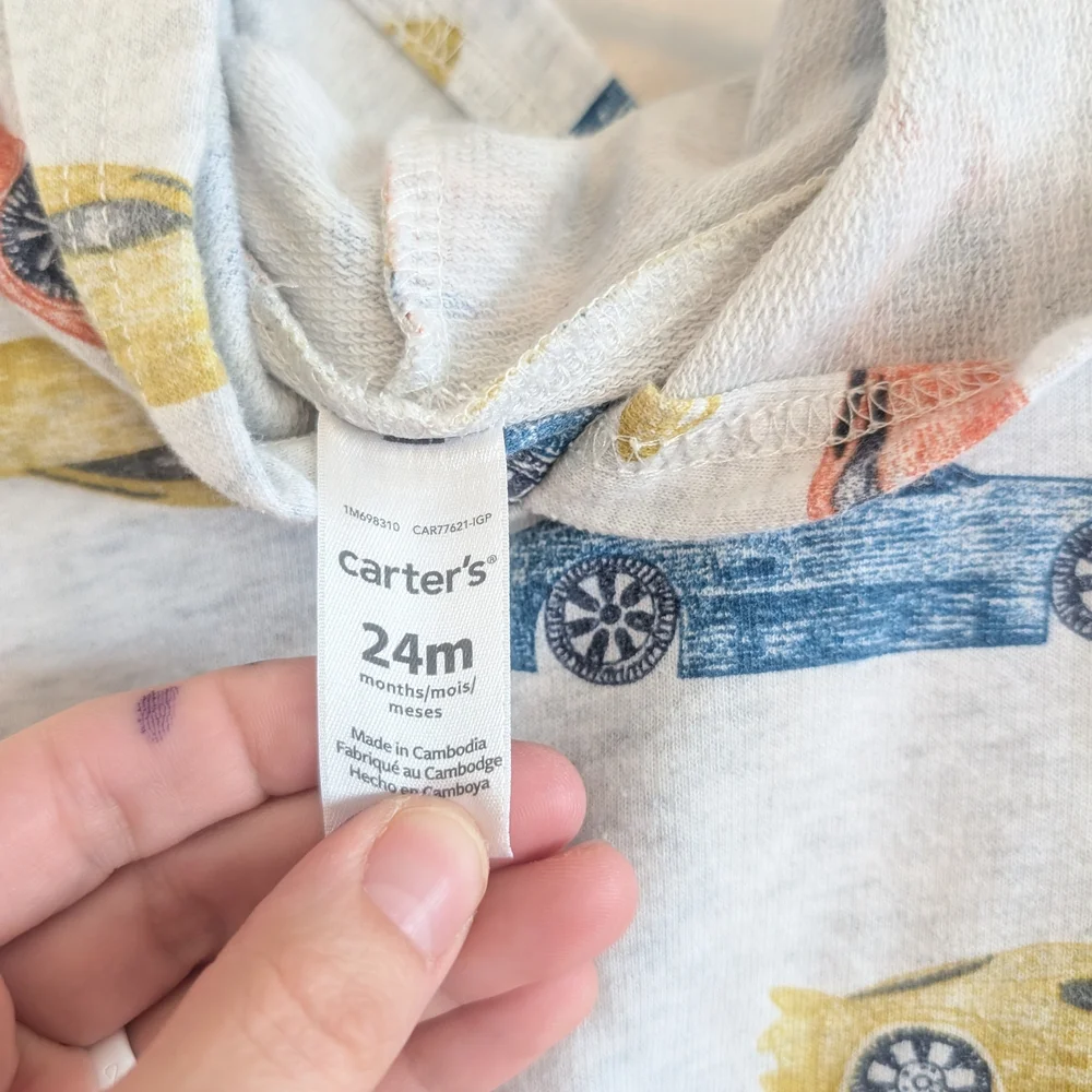 Carter's Blue and Yellow Car Print Hoodie